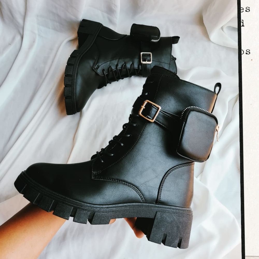 🆕️The Maura// Black faux leather moto boot